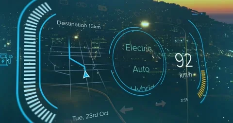 Animation of changing numbers, multiple texts in speedometer, time-lapse of Stock Footage 247690683