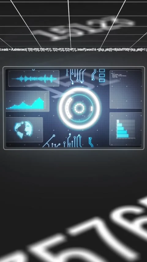 Animation of changing numbers over circles, graphs, globe against grid pattern Stock Footage 343955679