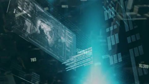 Animation of changing numbers over globe, computer language, loading bars on Stock Footage 242024820