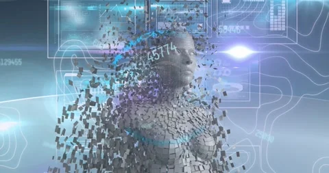 Animation of changing numbers over human body model against interface with data Stock Footage 330113924