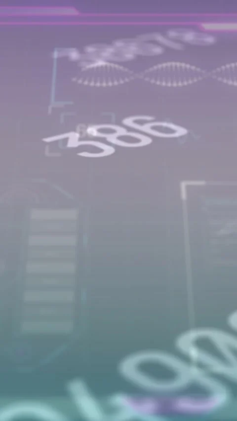 Animation of changing numbers over interface with data processing against purple Stock Footage 344693407