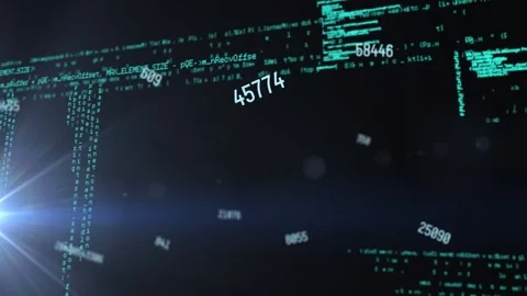 Animation of changing numbers over looping computer language against black Stock Footage 329707793