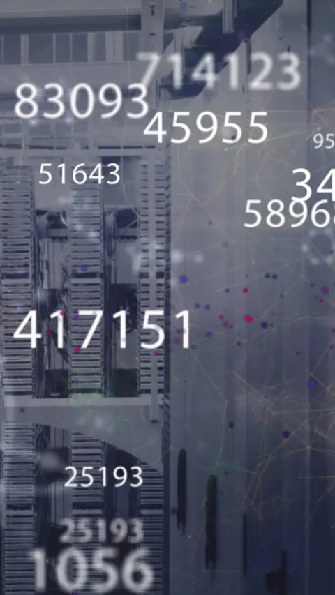 Animation of changing numbers over nucleotides against server room in background Stock Footage 344783454
