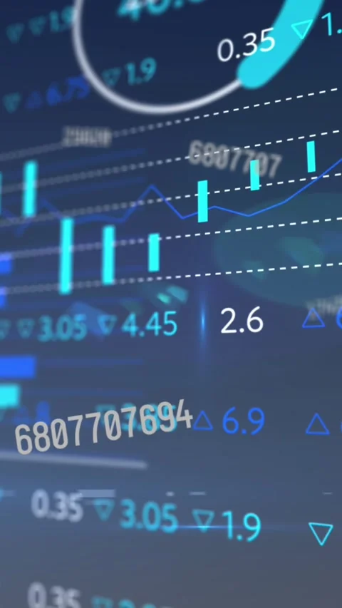 Animation of changing numbers over statistical and stock market data processing Stock Footage 344525735
