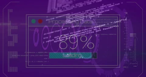Animation of changing numbers with texts and loading bar over computer language Stock Footage 330179452
