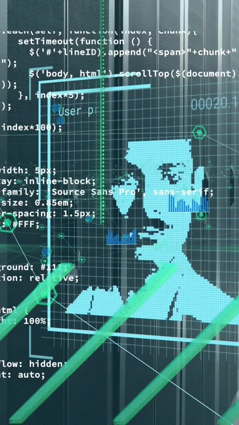 Animation of changing profile icons and statistical data processing against Stock Footage 344693795