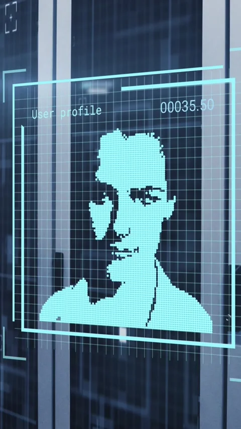 Animation of changing profile icons and light spots against computer server room Stock Footage 344766035
