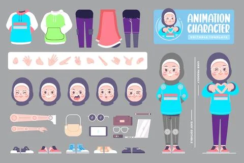 ANIMATION CHARACTER HIJAB Stock-Illustration