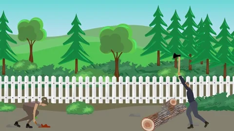 Animation of characters gardening activity, spring or summer time Stock Footage 304785304