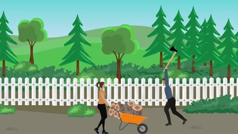 Animation of characters gardening activity, spring or summer time 库存影片 304785313