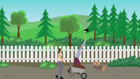 Animation of characters gardening activity, spring or summer time 库存影片 304785318