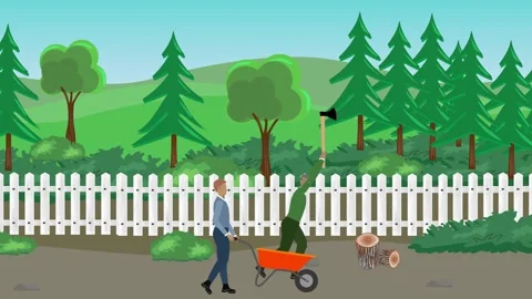 Animation of characters gardening activity, spring or summer time Видео 304785325
