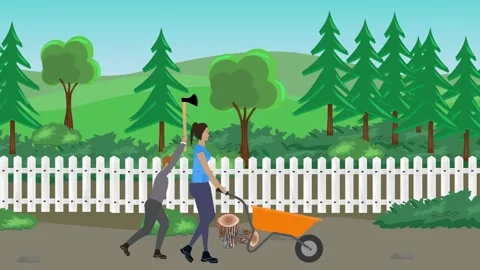 Animation of characters gardening activity, spring or summer time 库存影片 304785367