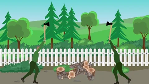 Animation of characters gardening activity, spring or summer time 库存影片 304785404
