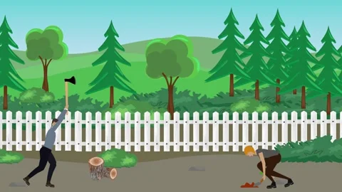 Animation of characters gardening activity, spring or summer time 库存影片 304785436