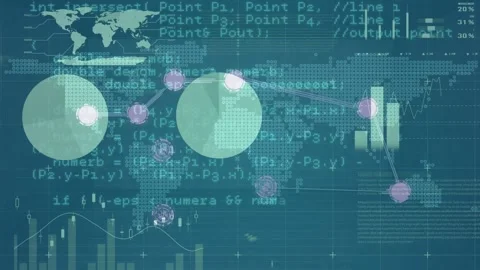 Animation of charts and data processing over world map Stock Footage 329708458