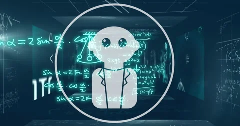 Animation of chat bot, ai text and mathematical data processing Stock Footage 310530655