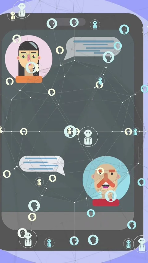 Animation of chat on smartphone and ai network Stock Footage 343679755