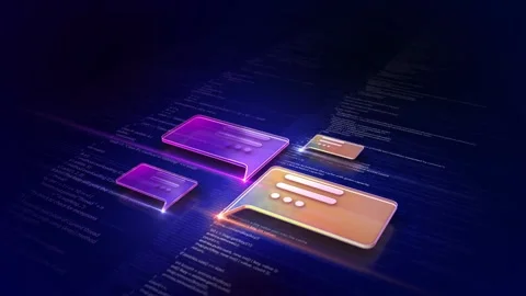 Animation of chatbot Searching for information by querying robots . AI automatic Stock Footage 313727617