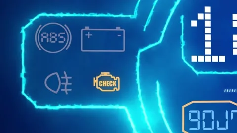 Animation of the check engine light blinking showing that the car has a problem. Stock Footage 196687184