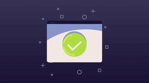Animation of checkmark icon on website interface for successful online tran.. Video stock 334531688