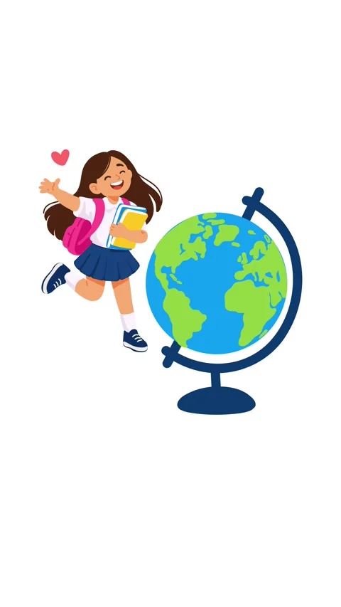Animation cheerful student with globe representing education and travel dream Stock Footage 346374098