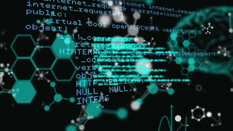 Animation of chemical compound structures, human brain, medical data processing Stock-Footage 146561553