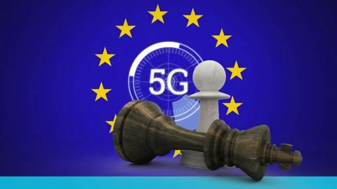 Animation of chess figures over flag of eu Stock Footage 328645657