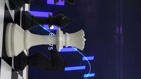 Animation of chess pieces over graph and data processing on dark background Stock Footage 312301064