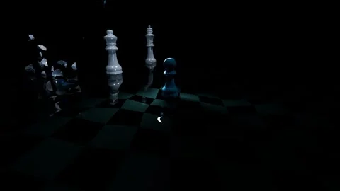 Animation of chess pieces shattering as pawn approaches king Stock Footage 317719040