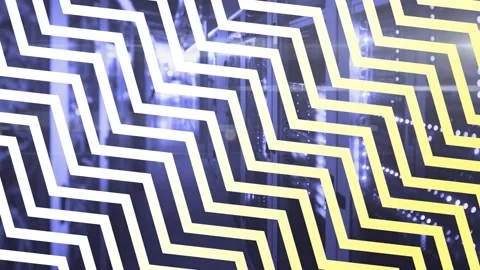 Animation of chevron pattern and lights over servers 库存影片 203727944