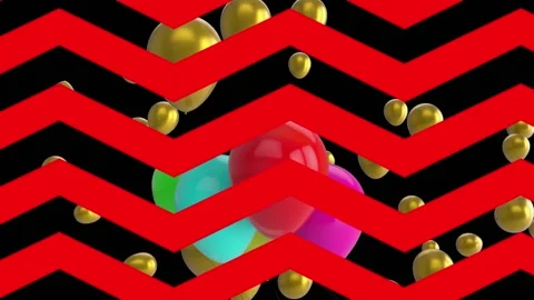 Animation of chevron pattern in seamlesss pattern and balloons floating against Stock Footage 326764975