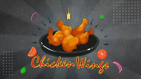 Animation of Chicken wings on a plate Stock Footage 303817528