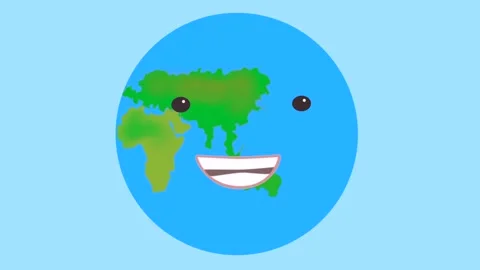 Animation in children's flat style talking earth concept. Education, ecology Stock Footage 276289910
