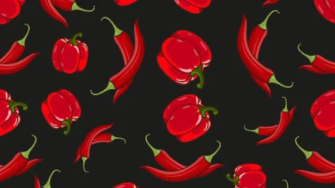 Animation Chili and Paprika Pattern vertical move Loop Stock Footage 342130732