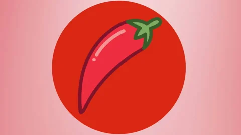 Animation of chilli pepper icon on red background Stock Footage 312727768