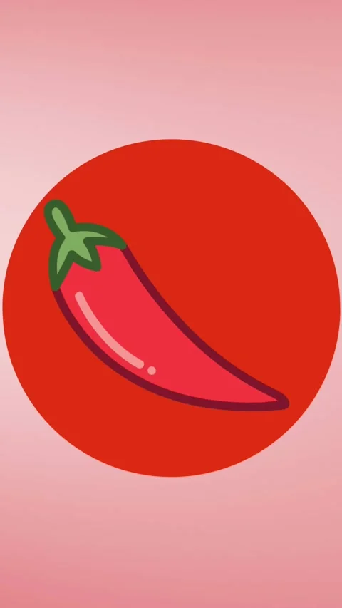 Animation of chilli pepper icon on red background Stock Footage 319925648