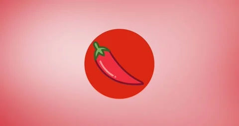 Animation of chilli pepper icon on red background Stock Footage 329286730