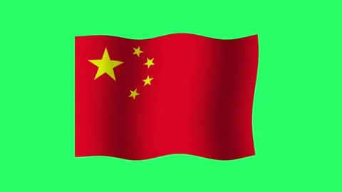 Animation china flag on green background. Stock Footage 199168371