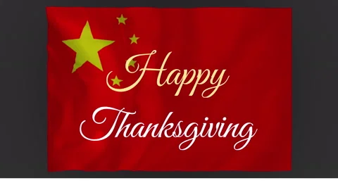 Animation of Chinese flag background with elegant script saying Happy Stock Footage 304076529