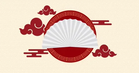 Animation of chinese new year pattern on cream background Stock Footage 330783154