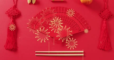 Animation of chinese pattern and fan dec... | Stock Video | Pond5