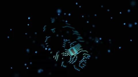 Animation of chip finger print concept. The latest technology of the access via Stock Footage 68762779