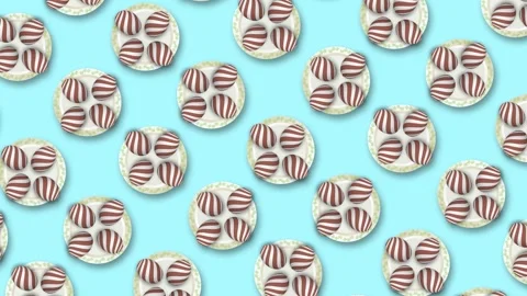 Animation of chocolate easter egg in plate on blue background Stock Footage 304269074