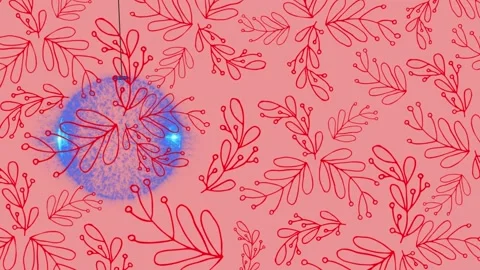 Animation of christmas bauble over mistletoe pattern on pink background Stock Footage 162049839