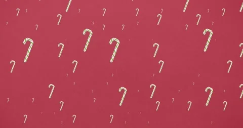 Animation of christmas candies falling on red background Stock Footage 328237606