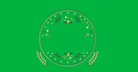 Animation of christmas decorations in circle with copy space on white background Stockbeeldmateriaal 318632532
