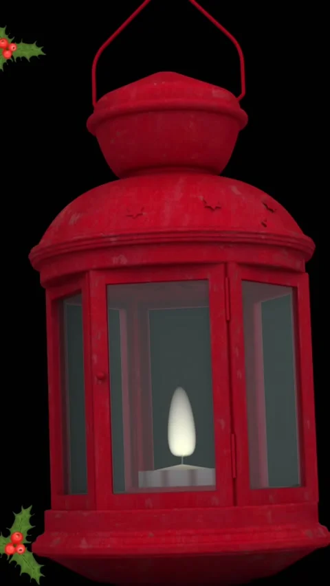 Animation of christmas lantern over black background with floating holy Stock Footage 324610577