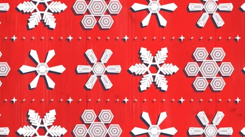 Animation of christmas snowflake pattern on red background Stock Footage 312581755