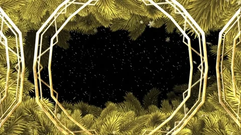 Animation of christmas tree branches and pattern over snow falling background Stock Footage 253483696